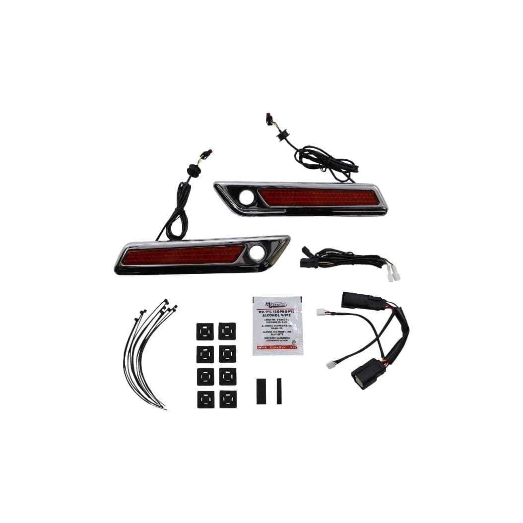 Custom Dynamics LED Saddlebag Latches, Chrome, Red