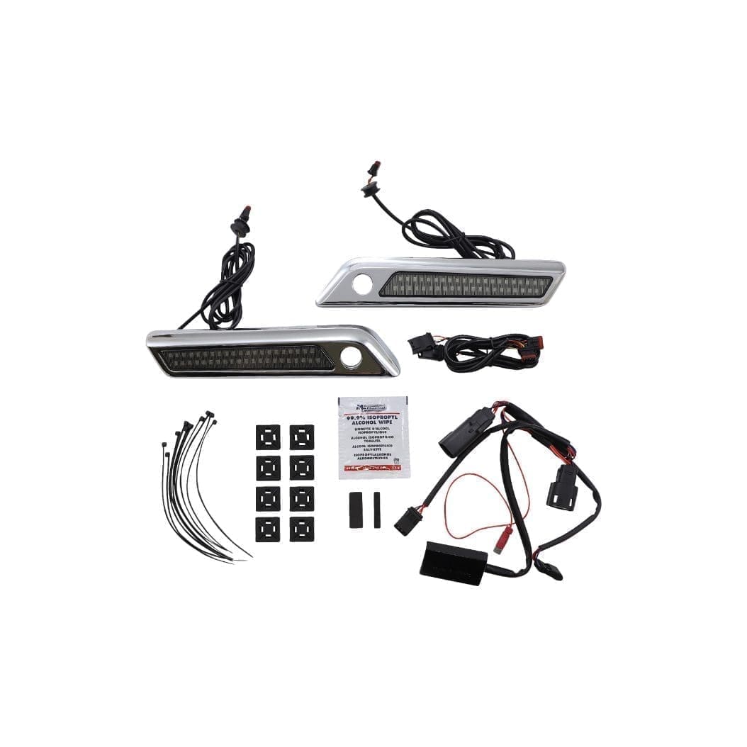 Custom Dynamics LED Saddlebag Latches, Dual Color Chrome, Smoke