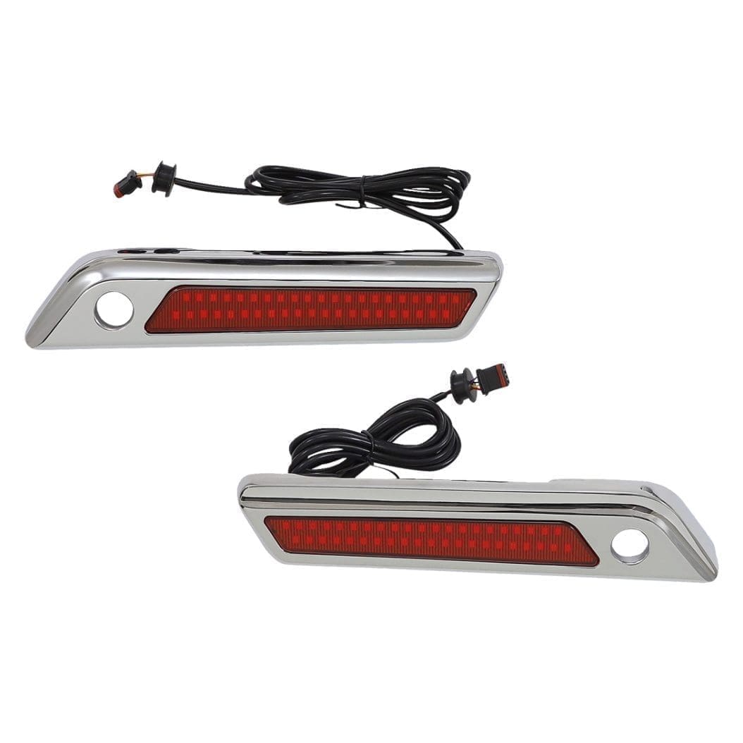 Custom Dynamics LED Saddlebag Latches, Dual Color, Chrome, Red