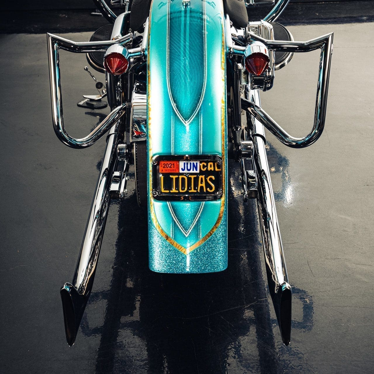 Factory 47 Anarchy Rear Bag Guards, Chrome, '17 & Down Softail