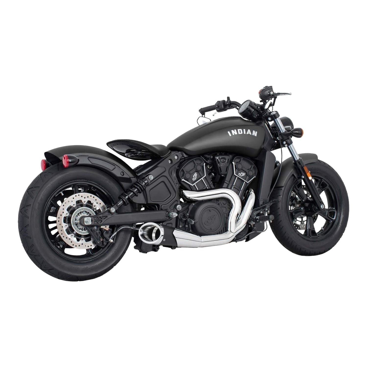 Indian Scout, Bobber, Sixty Combat 2-Into-1 Shorty, '14 & Up