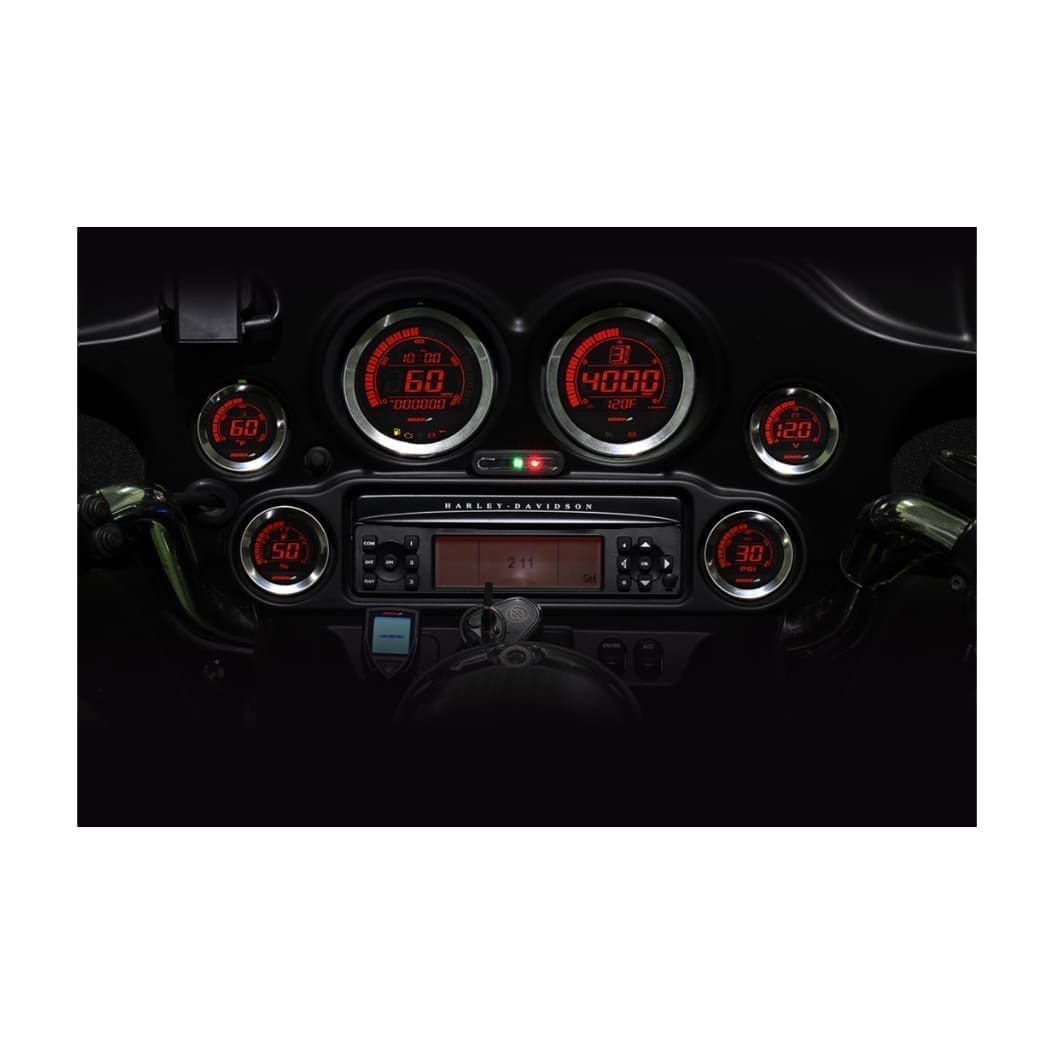 Six Piece LCD Gauge Kit, Silver, Dual Color, '04-'13 Touring