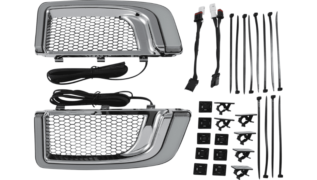 Kuryakyn Tracer LED Fairing Lower Grill Inserts, Chrome