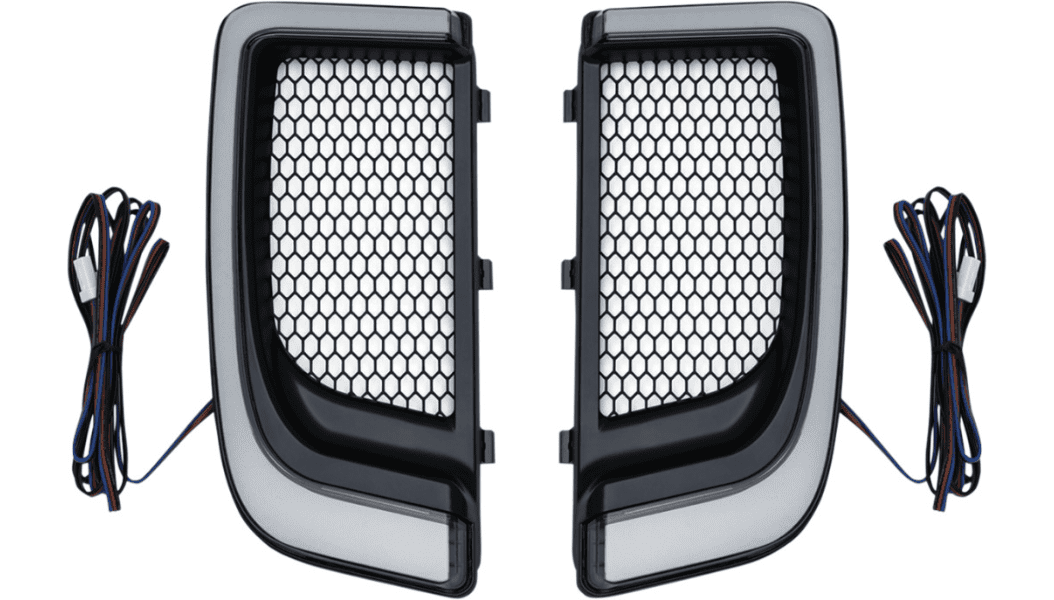 Kuryakyn Tracer LED Lower Fairing Grill Inserts, Black